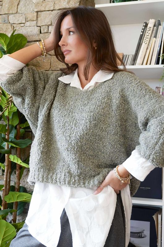 Hygge Boucle Slouch Knit Soft Sage /25=